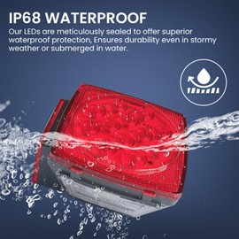 Aila Complete LED Trailer Light Kit, Submersible IP68 LED Stop Turn Tail Side Marker License Light for Utility Trailer, Boat, Camper, RV, Trucks, Marine, Snowmobile