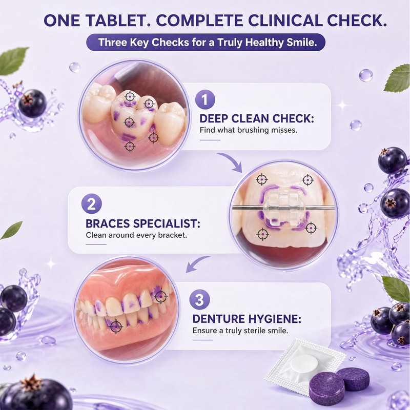 Plaque Disclosing Tablets 72 Count, Dual-Action Indicator for Teeth