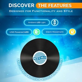 IndieClock Moon Wall Clock with Led Light, Phases of The Moon Wall Art, Lunar Phases Decor, Moon Cycle Gift, Black Vinyl Record