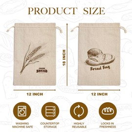 Linen Bread Bags for Homemade Bread(2pcs), with Moisture-Proof Liner, Bread Container for Sourdough Loafs Storage, 18"x12" Bread Bags Set of Reusable Bread Bags, Keeps Homemade Bread Fresh & Secure-3