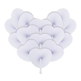 iZoeL Wedding Fan Pack of 24 Hand Fans White Wedding Fans Heart Wedding Favours Gift Wedding Decoration Vintage (24 Pieces)