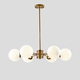 KCO Lighting Sputnik Chandelier Light Globe Shade Frosted Glass Ceiling Pendant Light Modern Brass Kitchen Bedroom Flush Mounted Fixture