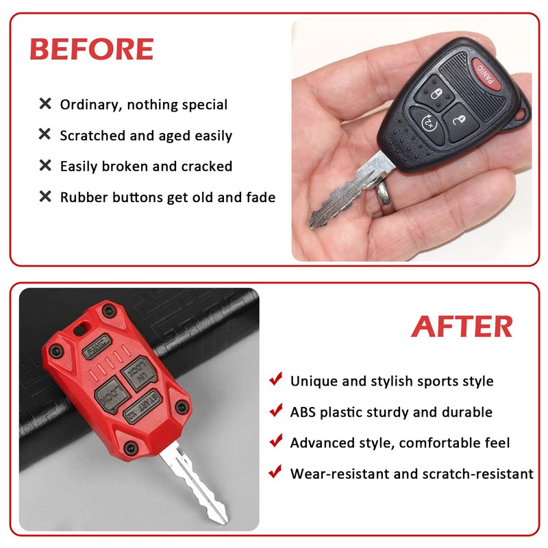 USSKYBOY Injection Molded Key Fob Cover Accessories for Jeep Wrangler