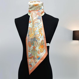 MONGGIL Skinny Scarf 59" Silk Neck Scarf Women's Fashion for Bag Hair Scarves Gift 59 * 5.9” (MG-BL-207)