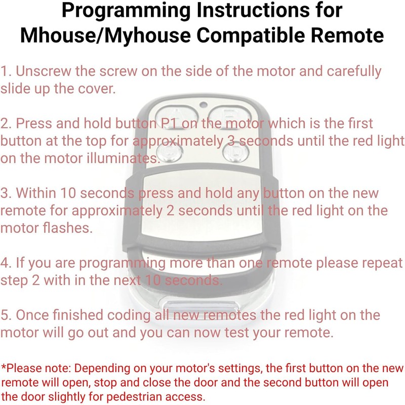 Mhouse/MyHouse Door Gate Remote Control Compatible TX4 TX3 GTX4 433.92mhz