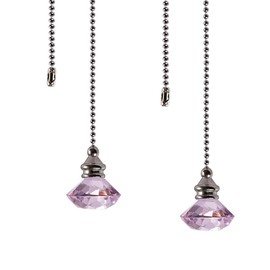 LONGSHENG Ceiling Fan Pull Chain Set - 2 pieces Pink Diamond Fan Pull Chains 20 Inch Ceiling Fan Chain Extender with Chain Connector Home Wedding Decor Ornament Pendant