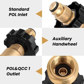 Aekops 100lb Propane Tank Adapter, Universal Fit POL Propane Tank Adapter Converts POL to QCC1, LP Tank Adapter Old to New Connection Type, Solid Brass