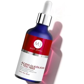 MIST JEWEL - CLEAR - Serum Ácido Glicólico + Acido hialurónico + Colágneo + Tea tree exfoliante efecto peeling facial | Suero facial aclarante y renovación del cutis, anti manchas y arrugas hidratante rejuvenecedor 50 ml