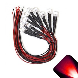 10mm 12v Pre-Wired Red LED - Ultra Bright (10v, 11v, 12v, 13v, 14v, 15v) (Pack of 10)