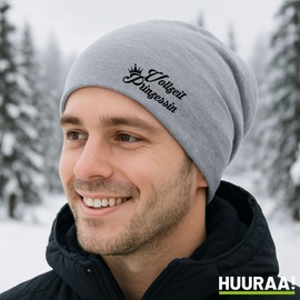 huuraa Beanie Full Time Princess Crown Unisex Hat with Motif for All Princesses Gift Idea for Friends and Family, heather grey