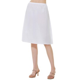 BEAUTELICATE Women's Half Slip 100% Cotton Vintage Underskirt, 24 Inch Length, White, Size L Fits UK(16 - 18)