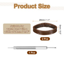 sourcing map 2pcs Leather Watch Band Loops 24mm Replacement Watch Band Keeper Watch Strap Holder Retainer Wristwatch Strap Fastener Rings, Dark Brown
