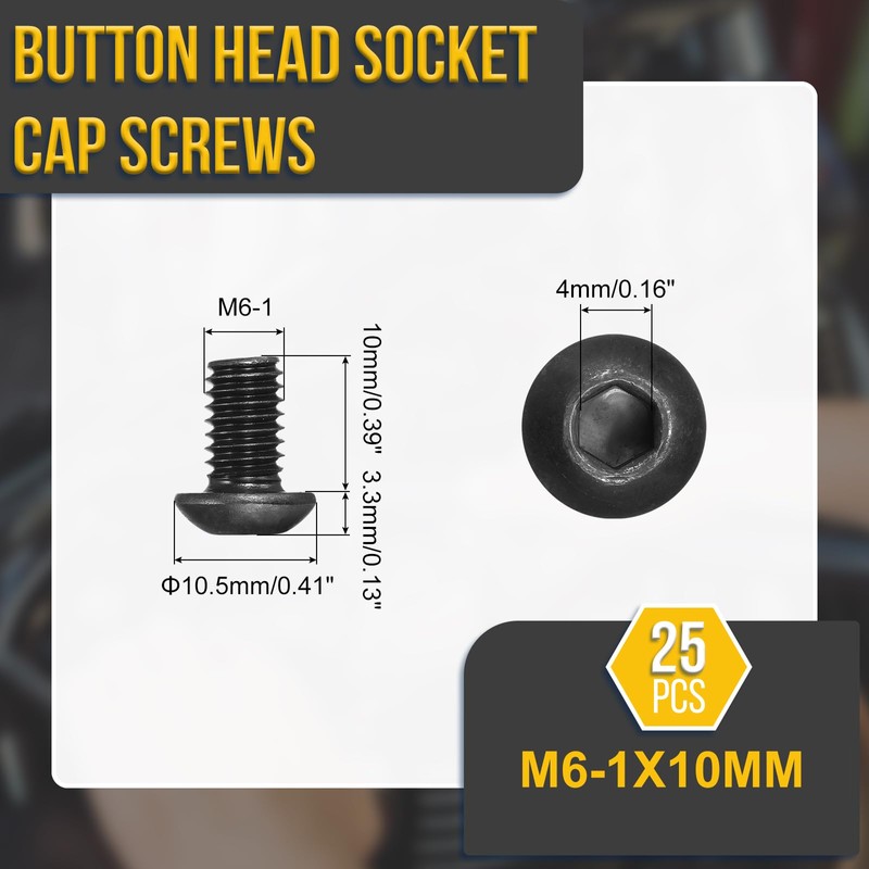 DTGN M6-1x10mm Button Head Socket Cap Screws - 25Pack -
