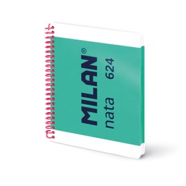 MILAN® Notizbuch A5, Spiralbindung, Hardcover, kariert, 80 Blatt, 95 g/m², Kollektion nata® grün