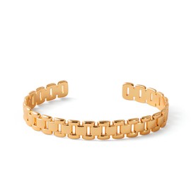 Jewlure Gold-Tone Stainless Steel Bike Chain Link Bracelet, 18 cm Length