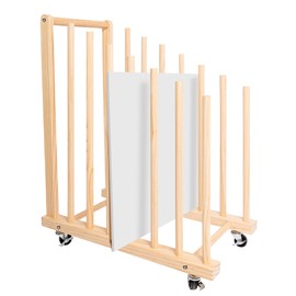 GENMOUS Art Storage Rack with Caster Wheels, Art Drying Rack Wood Storage Stand for Canvas Storage Paint Drying Rack,Drawing Board Stands for Printed Matter,Crafts Drying,Art Studio,Classrooms Easel