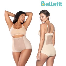 Bellefit Girdle with Front Zipper Postpartum Belly Wrap - C Section & Natural Birth Recovery Beige