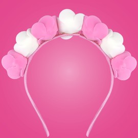 Needzo Pink and White Flower Crown Headband, Elegant Boho Accessory for Weddings, Concerts, and Festivals, One Size Fits Most, (Pack of 10)