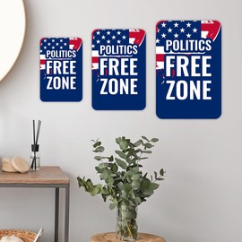 Portrait Round Plus Politics Free Zone Door or Wall Sign - Large
