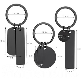 Framendino, paquete de 30 llaveros de metal grabables en blanco, grabado de acero inoxidable, color negro