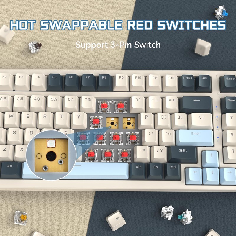 ATTACK SHARK K8 Wireless Mechanical Keyboard, Trip-Mode BT5.0/2.4G/Wired Gaming Keyboard
