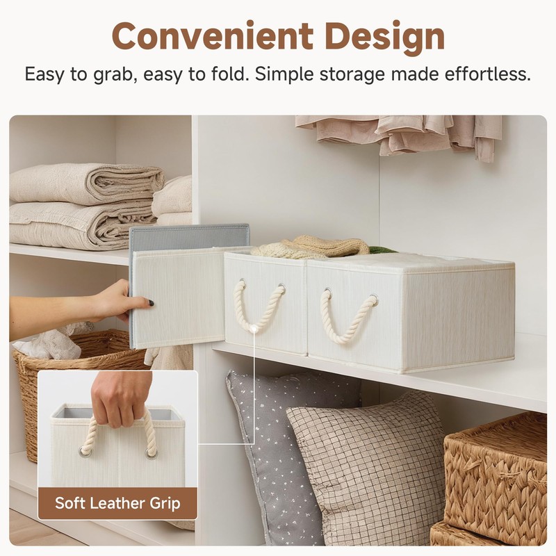 StorageWorks Fabric Storage Bins for Shelves, Storage Baskets for Closet