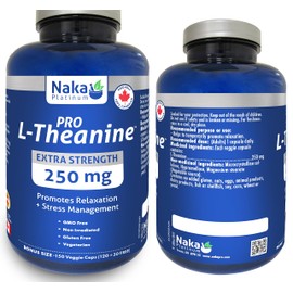 Naka Platinum PRO L-Theanine 250 mg Promotes Relaxation BONUS SIZE 150 Veggie Caps (120+30 FREE)