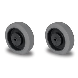 Rollwerk Set of 2 Installation Wheel 125 mm Rubber Grey Traceless Roller Bearing with Axle Accessories M10 Ball Bearing