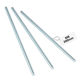 Pack of 3 M8 Threaded Rods M8 x 300 mm, Threaded Rods Strength Class 4 Metric Threaded Screw Made of Galvanised Steel, Threaded Rod with Regular Thread, Threaded Bolts Threaded Rods Metal Rod