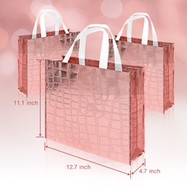 NOAH & EMMA 12 Pcs Reusable Glossy Gift Bag, Non-woven Tote Bag with Handle, Foldable Party Favor Gift Bags