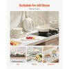 White 17-Piece Nonstick Cookware Set with Detachable Handle Space-Saving Induction