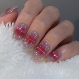 Pink Pop Magnet Handmade Nail Tips - Stiletto / 핑크팝 마그넷 수제네일팁 - 스틸레토