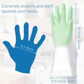 Washing Up Gloves, 6 Pairs Latex Free Cleaning Glove Kitchen Dishwashing Gloves, Reusable Long Rubber Glove Anti-slip Waterproof Gloves for Household Garden Chores Laundry Weeding Washing,Cleaning