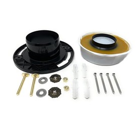 Toilet Flange with Wax Ring for Toilets Replacement Kit Includes Bolts PVC Toilet Flange Repair Kit for 3" or 4" Pipes, Fit Toilet Install & Repair