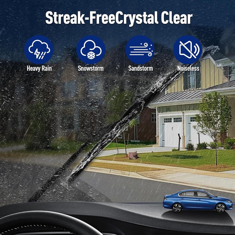 Front and Rear Windshield Wiper Blades, 3 Pcs Front and