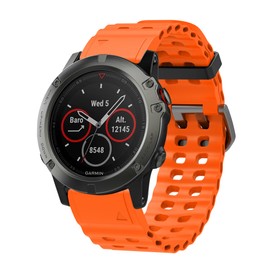 Quicfit Band for Garmin Fenix 5/6/7/8 - 22mm Silicone Sport Watch Band (Orange)