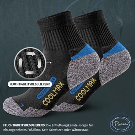 Piarini 2 pairs Coolmax outdoor socks, functional socks, short, black, anthracite, blue petrol; size 35-38, 39-42, 43-46, 47-50. -
