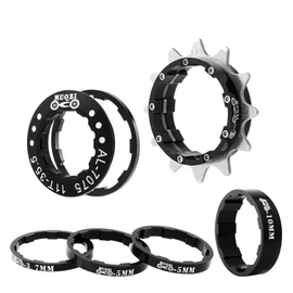 Bike Single Speed Conversion Kit 12T13T/14T/15T/16T/17T/18T/19T/20T/21T/22T Bicycle Single Speed Cassette & Spacers Accessories (Black, 18T)