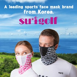SUIGOLF KOREA UV Sun Protection Balaclava Half Face Mask - For Hiking, Running, Cycling & Outdoor Sports (Type B) (US, Alpha, Large, B-5 White)