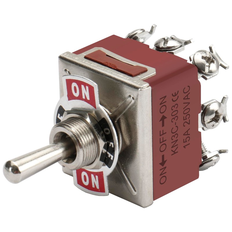 Heschen Metal Toggle Switch, KN3C-303, 3PDT, Maintained, ON/OFF/ON 3 Position,