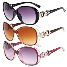 JSTHHTT Women's Sunglasses, Retro Sunglasses for Women, 3 Pieces, Large Women's Sunglasses, Trendy Classic, Women's Fashion, Large, Classic, Vintage, UV400 Glasses, 3 Colours, multicoloured