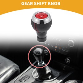 Partuto 6 Speed Manual Gear Shifter Knob - Car Shift Lever Knob - for Mini Cooper Countryman R60 2010-2017 Plastic Faux Leather Black Red - 1 Pc