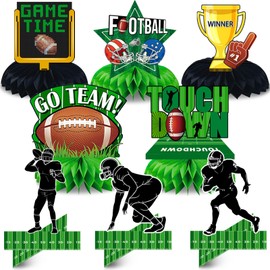 JULMELON 8PCS Football Party Decorations Honeycomb Centerpiece, 3D Double Side Football Table Centerpiece Table Toppers for Football Birthday Party Decorations Sports Theme Party Supplies