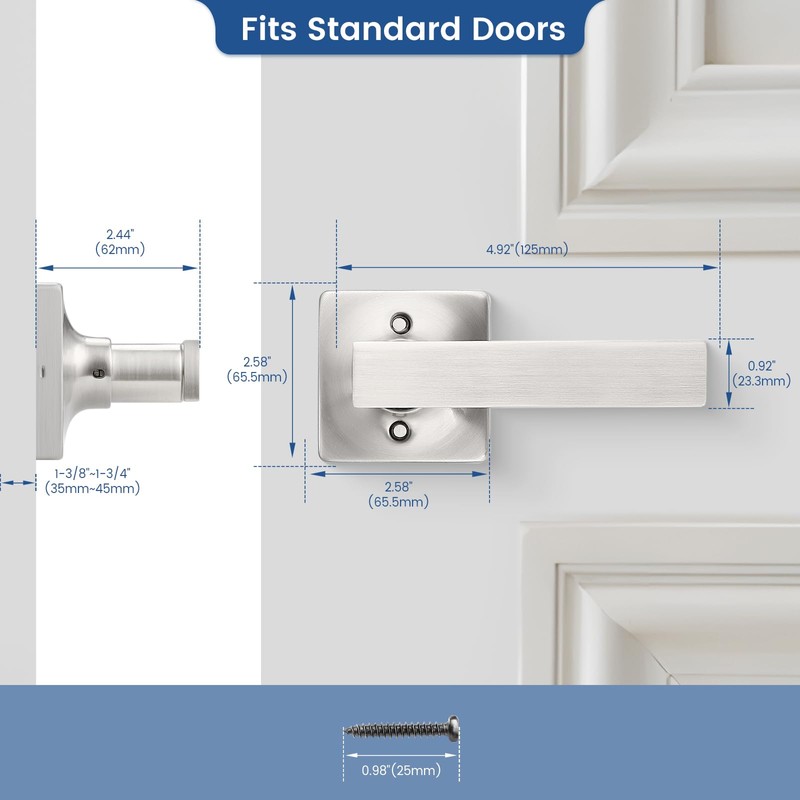 GOBEKOR 2 Pack Brushed Nickel Dummy Door Handle Interior,Reversible Half