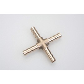 Autobahn88 4-Way Cross Brass Copper Vacuum Hose Joiner Connector, OD=14mm (0.56")