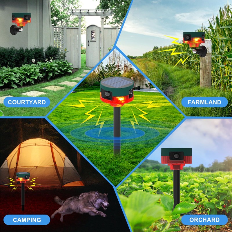 ChunHee Solar Motion Sensor Alarm Outdoor, Dog Barking & Gunshot