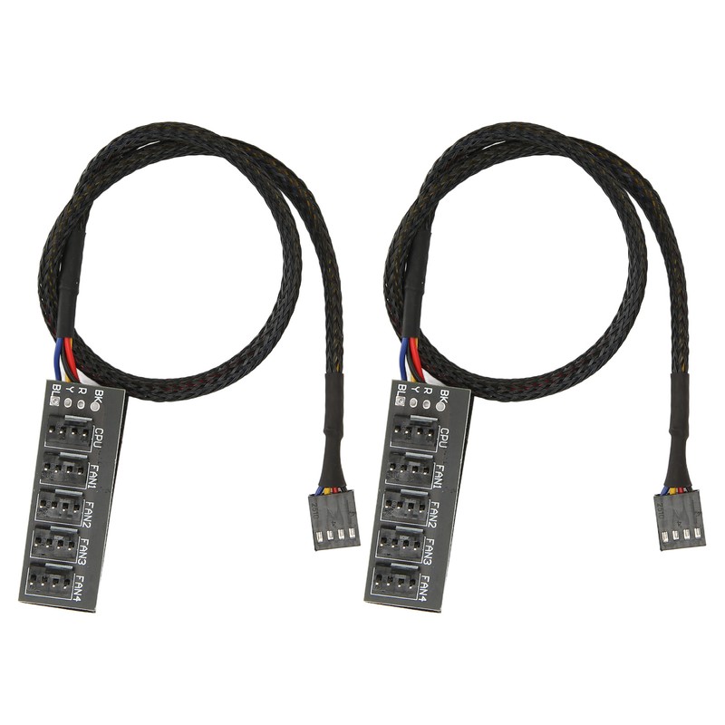 2Pcs PWM Fan Hub 5 Way 4Pin 13.8in Cable Length