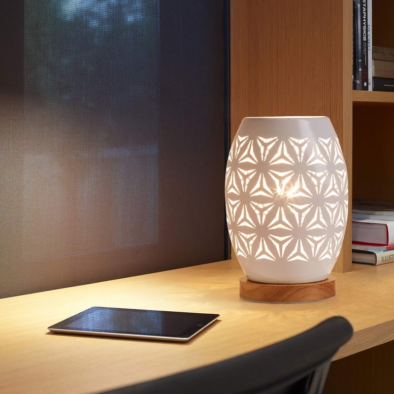 OuXean Unique beautiful white metal hollow design E27 60W table