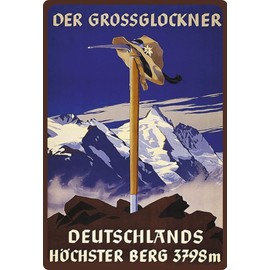 Tin Sign 20 x 30 cm Curved Holiday Grossglockner Decorative Gift Sign