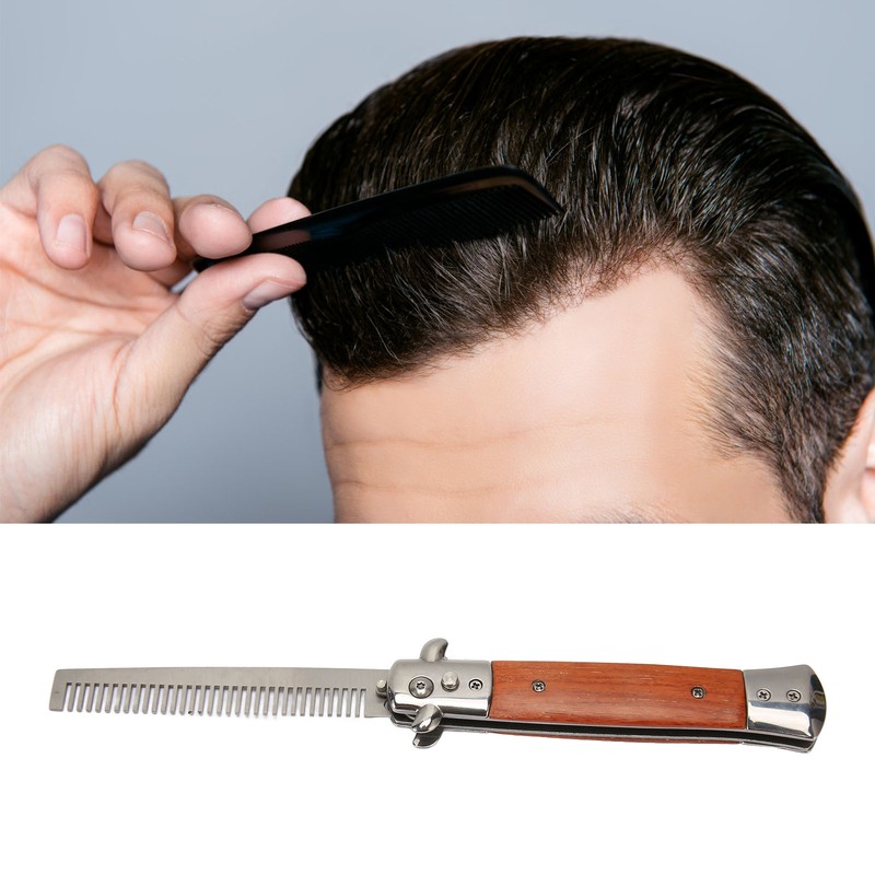 Switchblade Comb Automatic Push Button Spring Pocket Handle Folding Knife